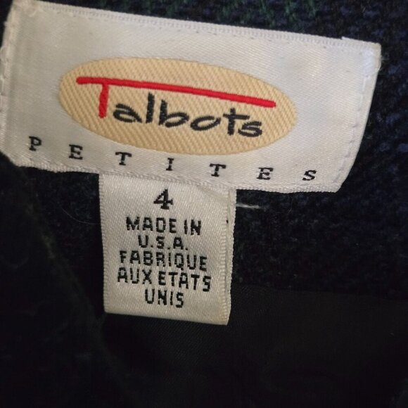 Talbots Vintage Blackwatch Plaid Wool Blend Velvet Collar Blazer Size 4 - Picture 5 of 6
